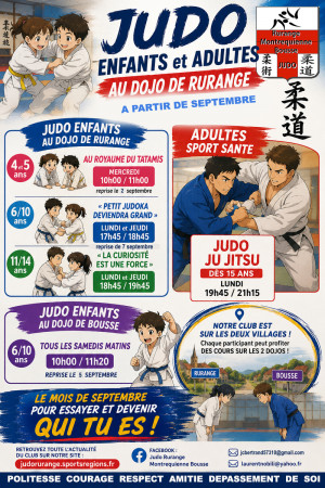 Rentrée et reprise des cours de judo pour la saison 2026/2027